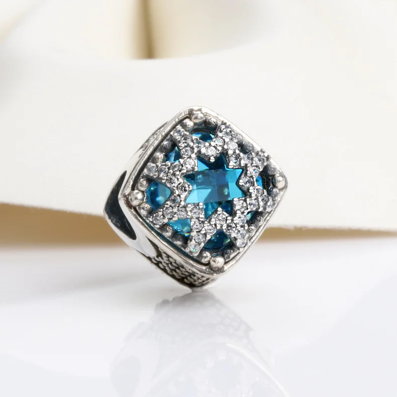 

Amaia Authentic 925 Sterling Silver Frost beauty blue snowflake beads Fit Original Charms Bracelet Necklace DIY Jewelry Making