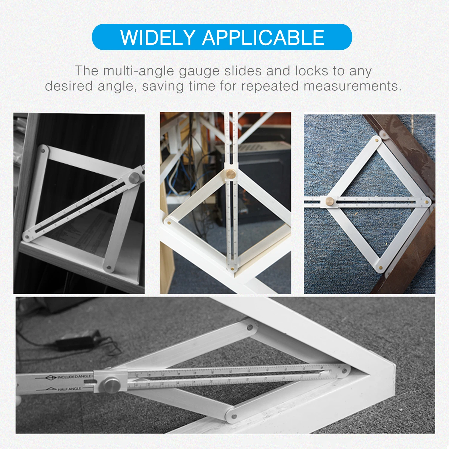 

DIY Multi-angle Corner Angle Finder Stainless Steel Protractor Tile Wood Ruler Woodworking Model Craft Angle Square Corner Angle