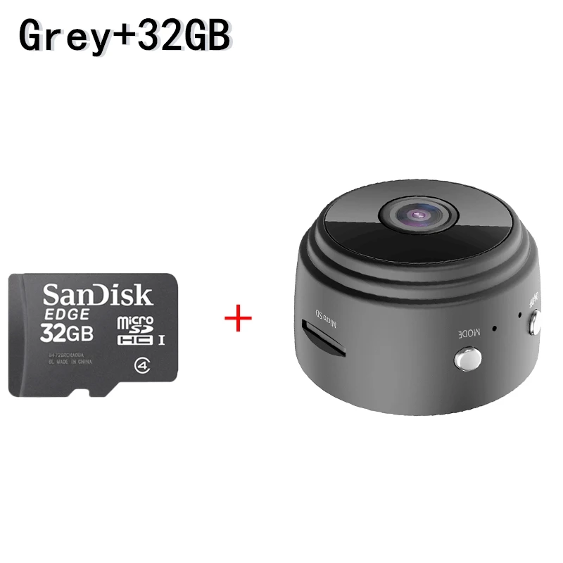 Grey add 32GB Card Беспроводная мини ip-камера для улицы, ночная версия, HD камера, видеокамера, диктофон, беспроводная маленькая камера безопасности - Цвет: Grey add 32GB Card
