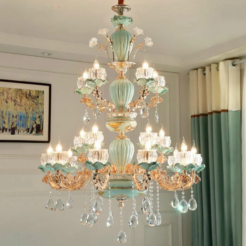  Home Decoration Ceramic Chandelier lighting For Living Room Foyer hotel light Luxury Led Chandeliers ceiling Chinese | Лампы и