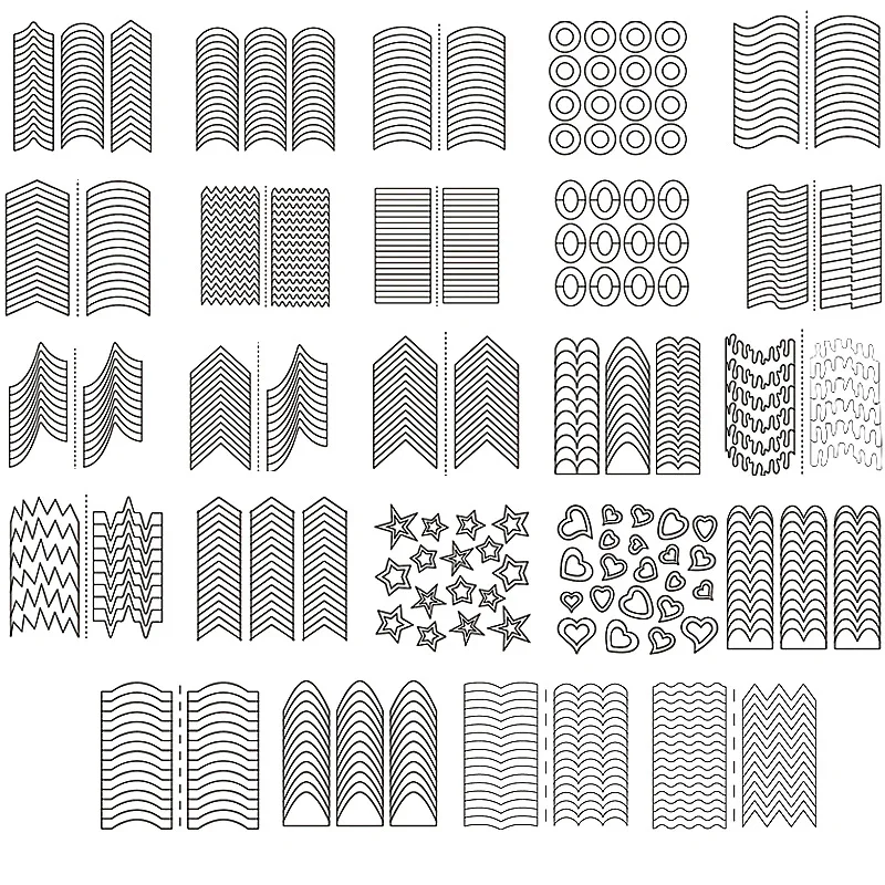 24Sheets/Lot Nails Sticker Stencil Tips Guide French Manicure Nail Art Decals Form Fringe DIY Sencil 3D Styling Supplies Tools - купить по