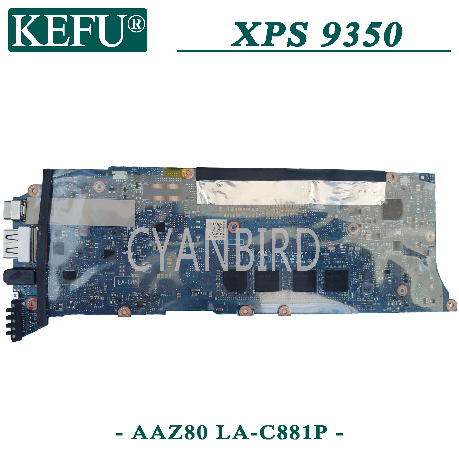 kefu aaz80 la c881p poriginal mainboard for dell xps 13 9350 with 8gb ram i5 6200u laptop motherboard free global shipping