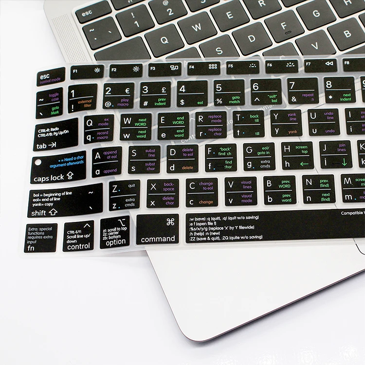 Силиконовый чехол для клавиатуры VIM/VI с горячими клавишами MacBook Newest Air 13 &quot2018