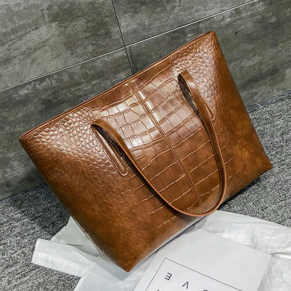 Модные большие сумки для женщин, однотонные, на молнии, с узором аллигатора, Сумка Сумочка тоут bolsa feminina de couro# y4