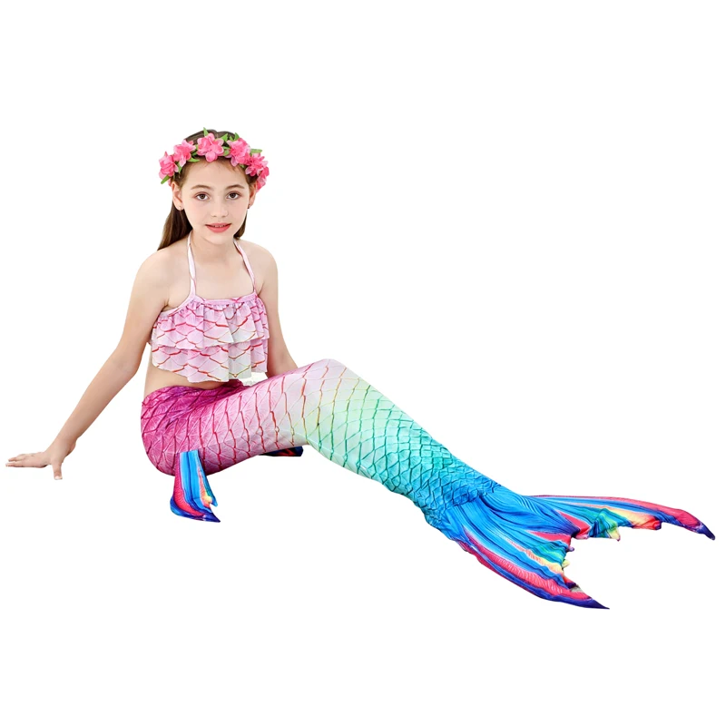 

6PCS Children Mermaid Tails For Swimming Party Cosplay Costumes Halloween The Little Mermaid Girls Swimsuit Bikini Bathing Suit