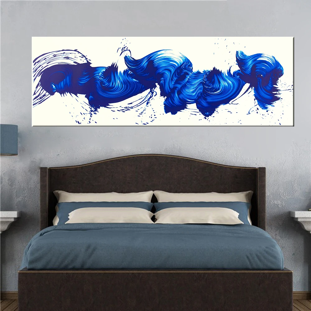 

Nordic Abstract Wall Art Canvas Painting Abstract Blue Fabric Poster Print Modern Minimalist Picture for Living Room Home Decor