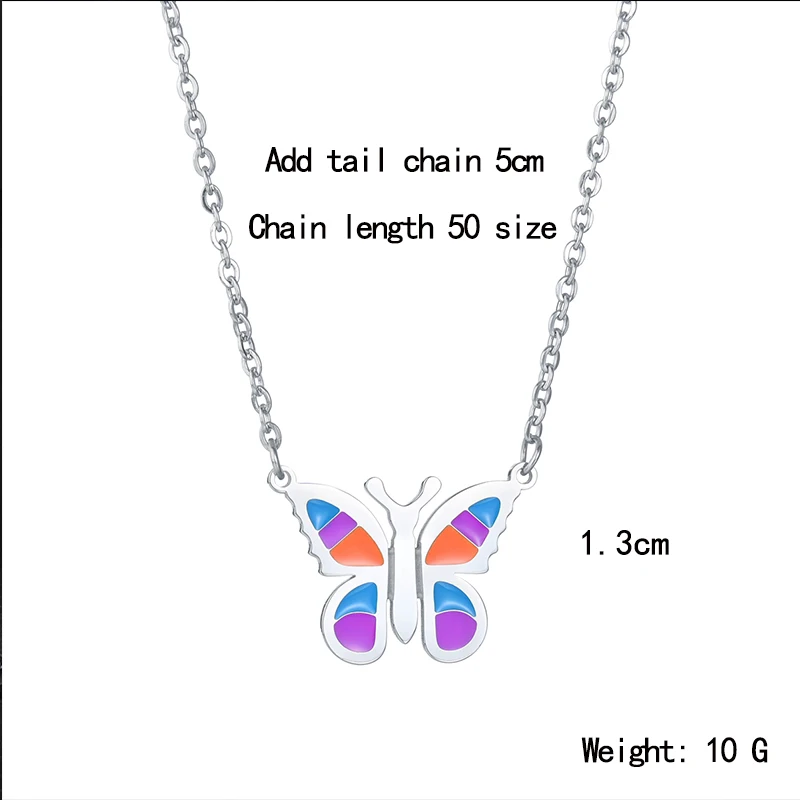 

2021 Trend Fashion Bohemian Punk Gothic BTS Geometric Metal Stainless Steel Butterfly Color Ladies Pendant Necklace Jewelry Gift
