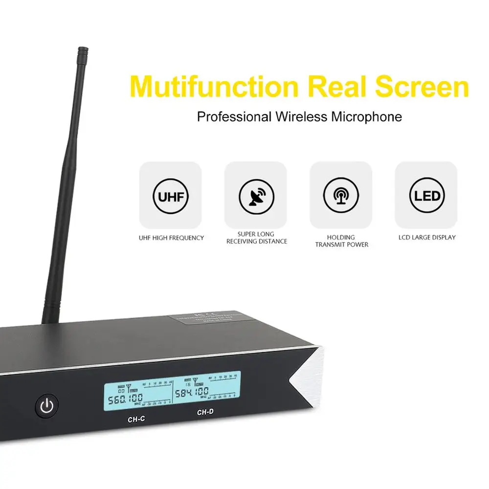 XTUGA 4 канальная Беспроводная микрофонная система UHF беспроводной портативных