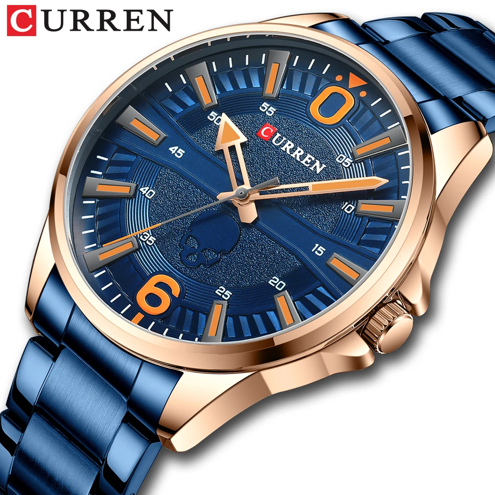 

CURREN 2021 New Fashion Blue Mens Watches Top Brand Luxury Clock Sports Waterproof Quartz Wristwatch Men Relogio Masculino
