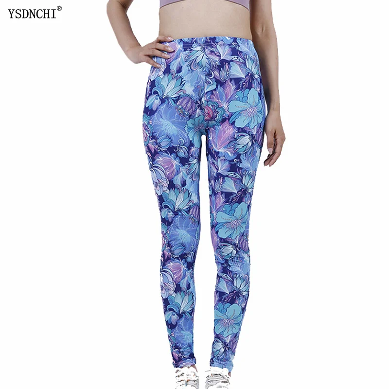 

YSDNCHI Sexy Push Up Gym Wear Elastic Printed Leggings Slim Pants Women Yuga Fitness Leggins Stretch Sports Pants High Waist