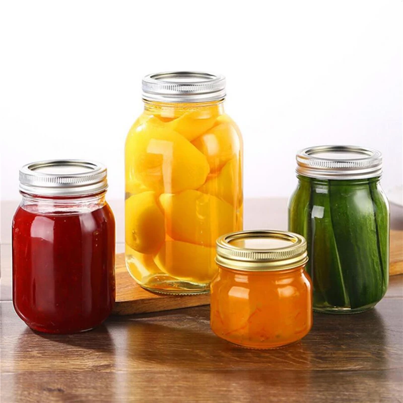 

24PCS Regular Mouth Mason -Type Lids Leak Proof Non Splash Sealing Caps Stainless Steel Metal Drinking Jar Canning Covers
