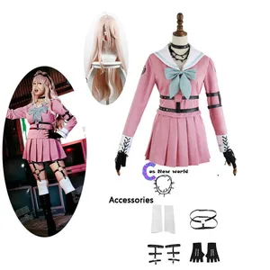 Danganronpa V3 Killing Harmony Iruma Miu Cosplay Costume Props Anime Game Woman Girls party dress School Uniform outfit and wig