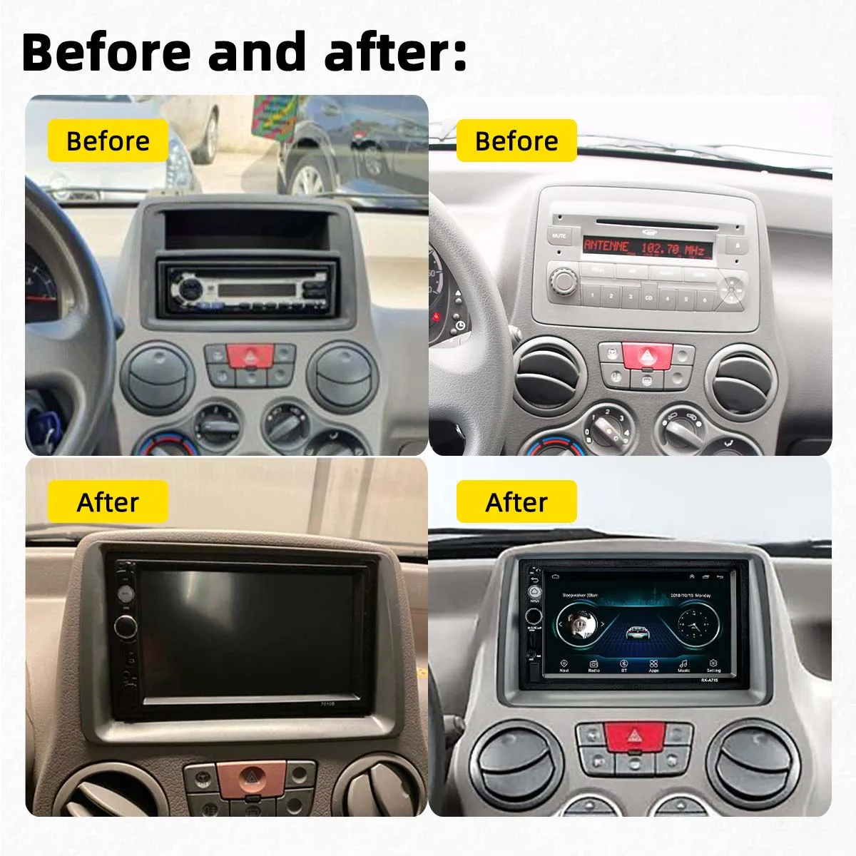 Easteregg для FIAT Panda 2003-2012 7 дюймов 2 Din Автомобильный мультимедийный плеер с рамкой