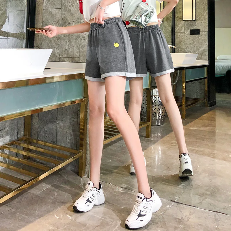 

Plus Size M~5xl Women Cotton Shorts Summer Elastic High Waist Loose Sports Shorts Joggers Pocket Straight Running Short Pants