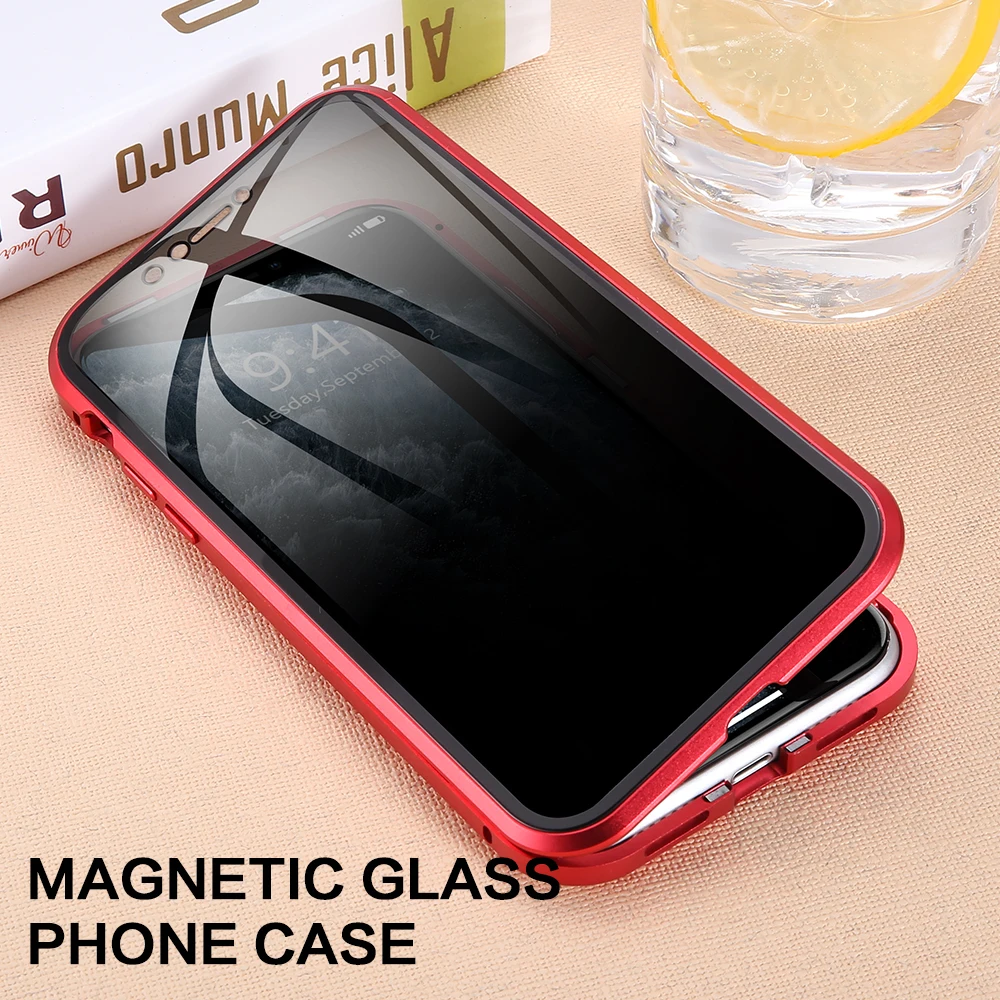 

Floveme Magnetic Case For iPhone 12 X 7 8 7plus 8plus 11 Pro Max XR XS MAX XS Cases HD Tempered Glass Magnet Phone Case PC Cover
