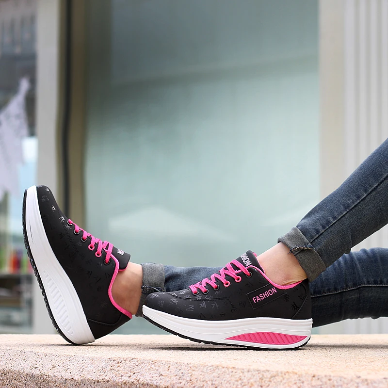

Chaussure Femme Women's Sports Shoes Autumn Platform Artificial Leather Casual Rocking Vulcanized Shoes Hiking Running Sneakers