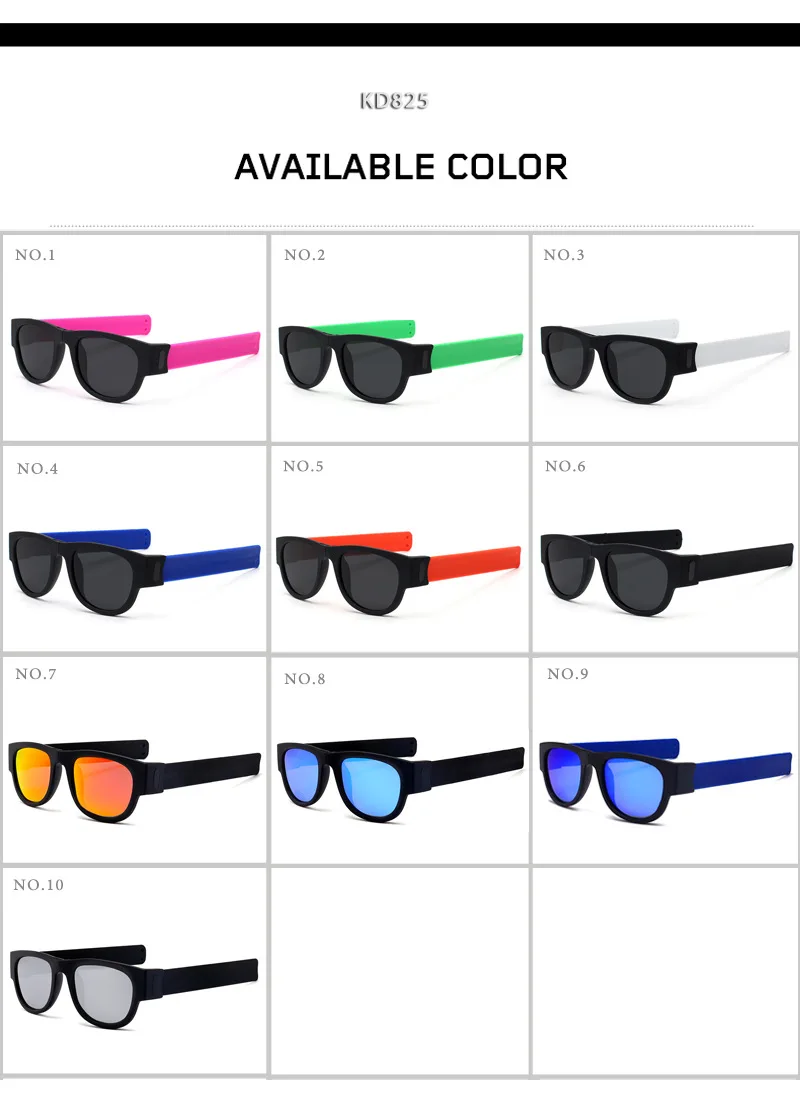 

2021New Polarized Slappable Bracelet Men Sunglasses Slap Folding Sun Glasses For Women Wristband Outdoor Square Sunglass Driving