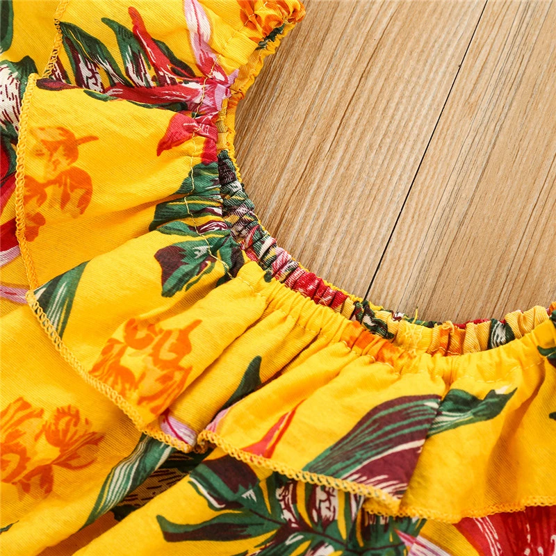 

2020 Baby Girl Jumpsuit Summer Fashion Infant Kids Sleeveless Sunflower Print Bodysuit Toddler Girls Casual Clothes Outfits