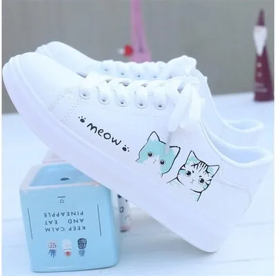 Кроссовки обувь для учащихся с принтом героями мультфильмов весенняя женская на