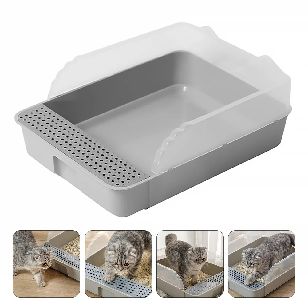 

Semi Enclosed Cat Litter Box Kitten Litter Pan Professional Pet Supply