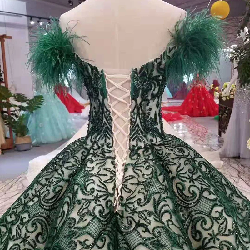 Зеленое Вечернее Платье LS11091 длинное кружевное платье с открытыми плечами и