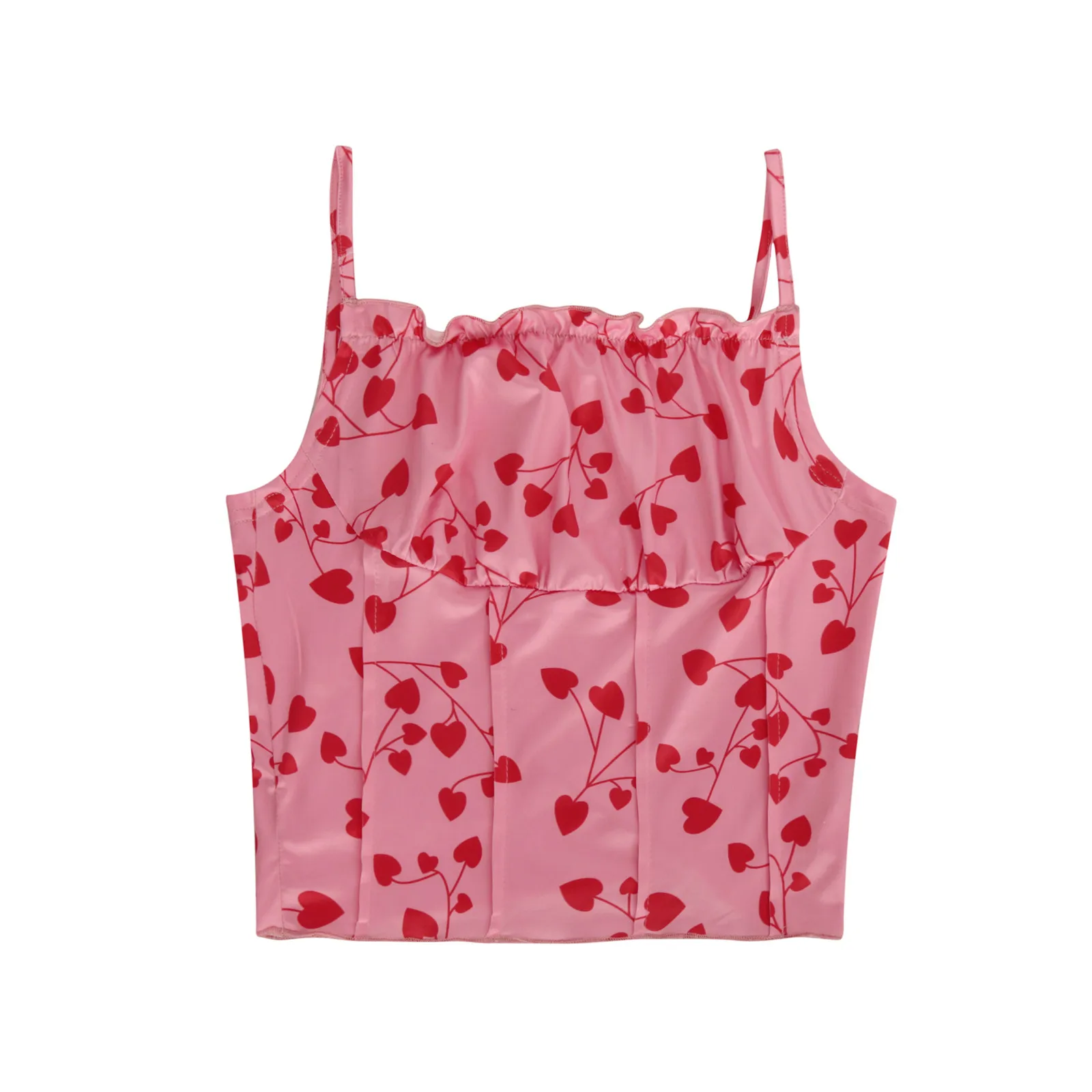 

Womens Vest Summer Fashion Casual Love printing Sexy tube top strap halter sleeveless short slim fit Elastic Sports Casual Top