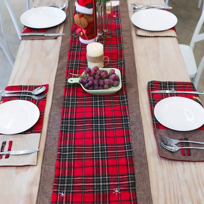 35*180 см хлопковый льняной Рождественский столовый стол с двойной толстой