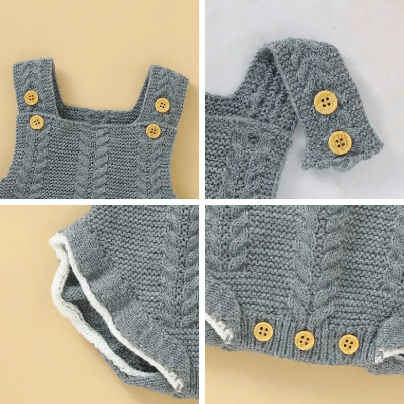 

Baby Clothes Newborn Infant Baby Girl Clothing Autumn Sleeveless Knitted Wool Solid Print Rompers Kids Bodysuit Jumpsuit