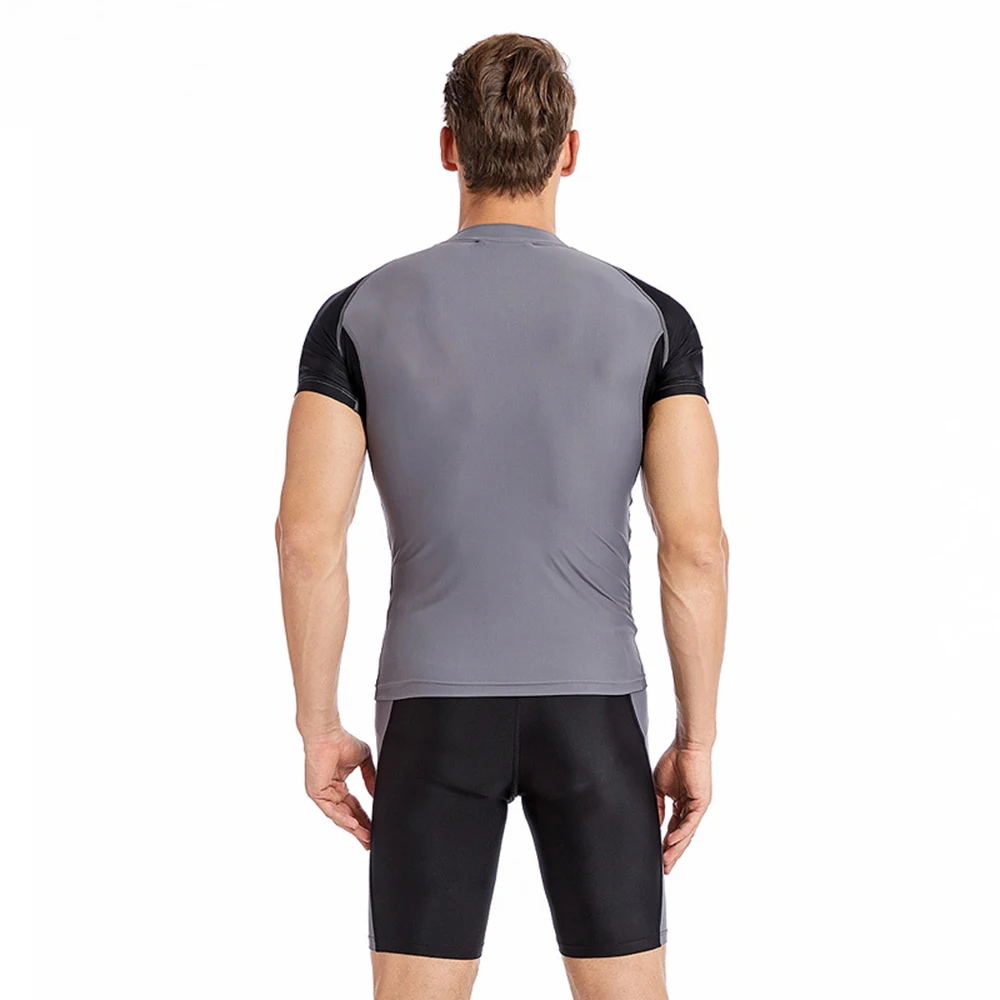 New Men Rash Guard Lycra Quick Dry Swimsuit Surf Sunscreen UV Protection Rash Guard Surf Suit Tight Beach Shirt Short Trunk