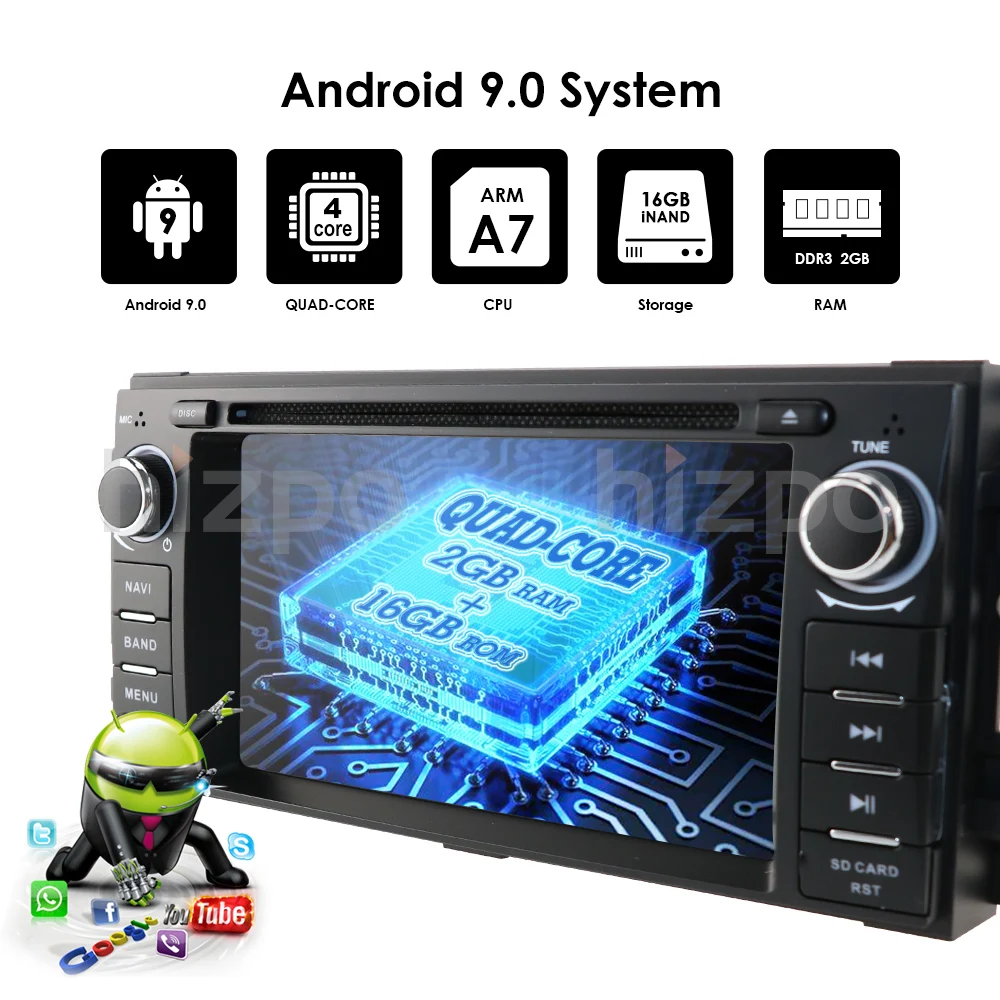 Android 9,0 автомобильный стерео gps dvd-плеер совместим Dodge Оперативная память Challenger Jeep Wrangler JK головное устройство один Din 6,2 ''2G Оперативная память+ 16G Встроенная память