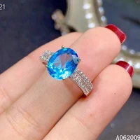kjjeaxcmy fine jewelry 925 sterling silver inlaid natural blue topaz new ring classic girls ring support test