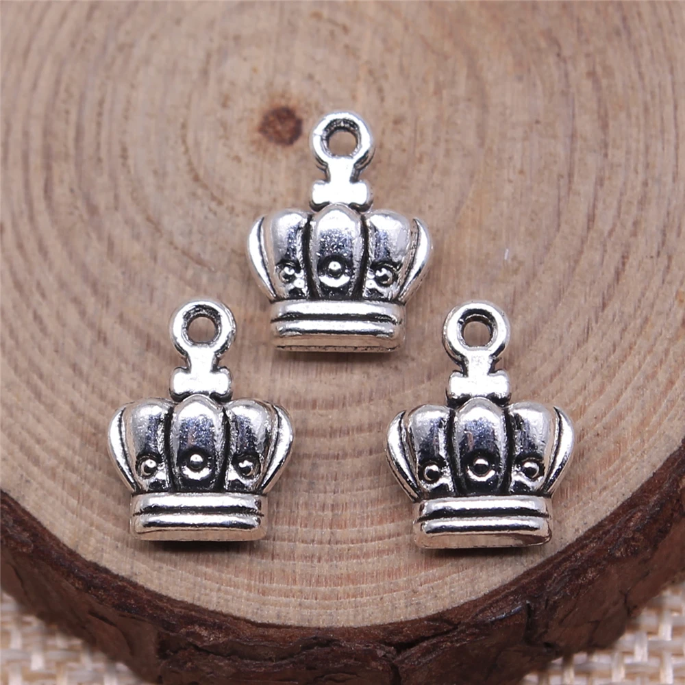 

Handmade Pendants For Jewelry Accessories 20pcs Crown Charms 14x10mm Antique Silver Plated