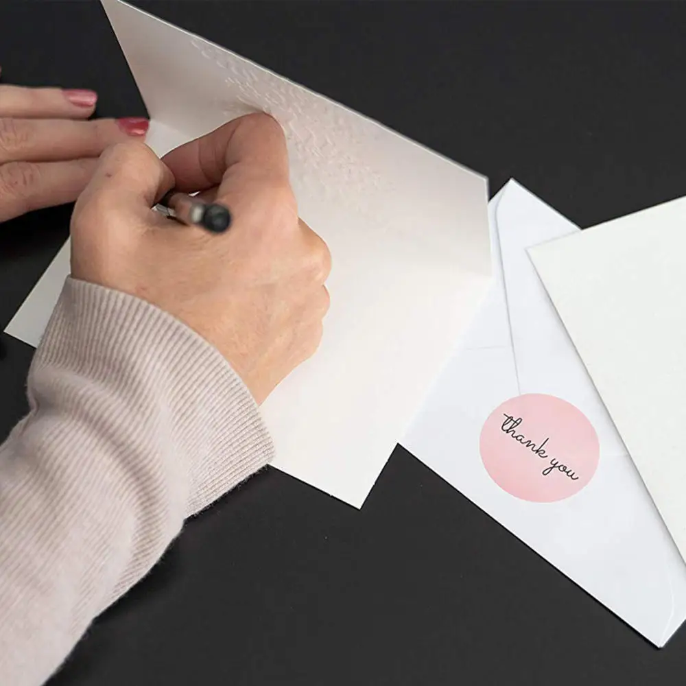 

NEW Pink Paper Label Stickers Foil Thank You Stickers Scrapbooking 1'' 500pcs Wedding Envelope Seals Handmade Stationery Sticker