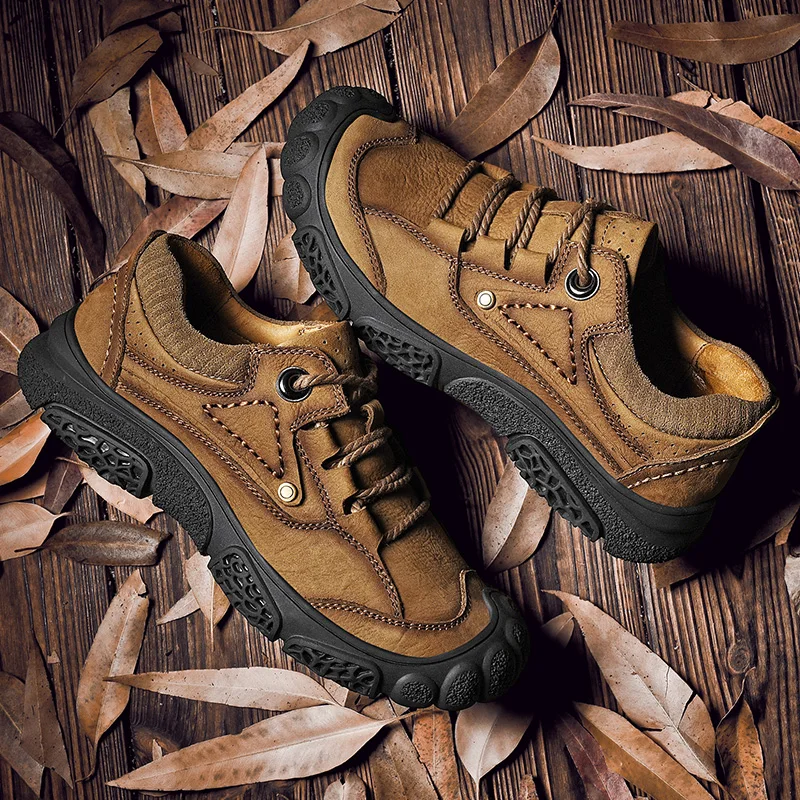 

Golden Sapling Classic Men's Shoes Genuine Leather Walking Flats Comfortable Leisure Footwear Fashion Vintage Trekking Shoes Men