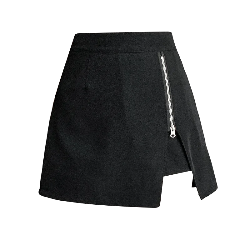 

2021 Summer Wide-legged Shorts Skirts Women Fashion Empire Zipper Skirts Girls A-line Split Shorts Bottoms