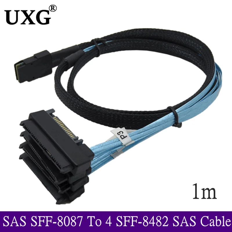 

SAS SFF-8087 To 4 SFF-8482 Internal Mini SAS Cabl SATA Cable 36pin 8087 To 29pin 8482 Connector SAS Cable With 15pin Power Port