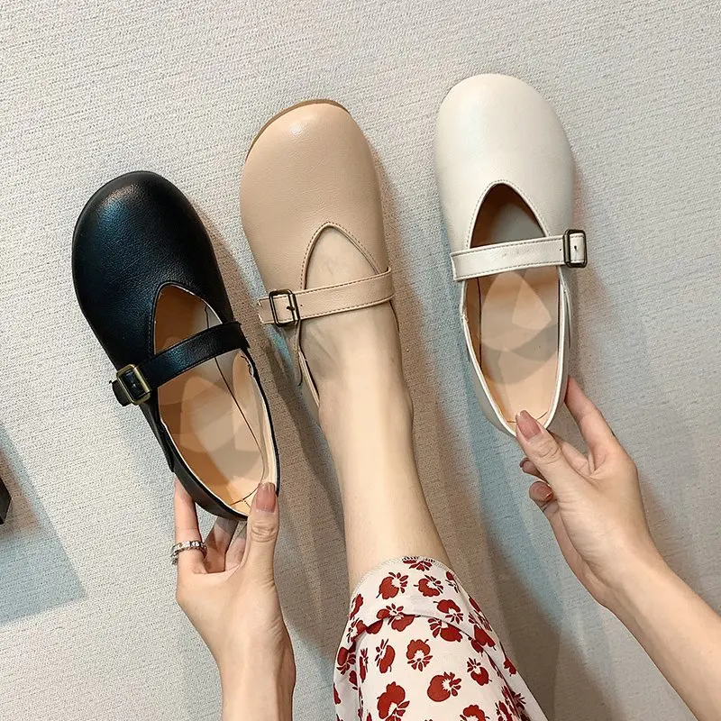 

Soft Casual Woman Shoe Female Footwear All-Match Shallow Mouth Square Toe Bow-Knot Summer Dress Grandma Moccasin Round New