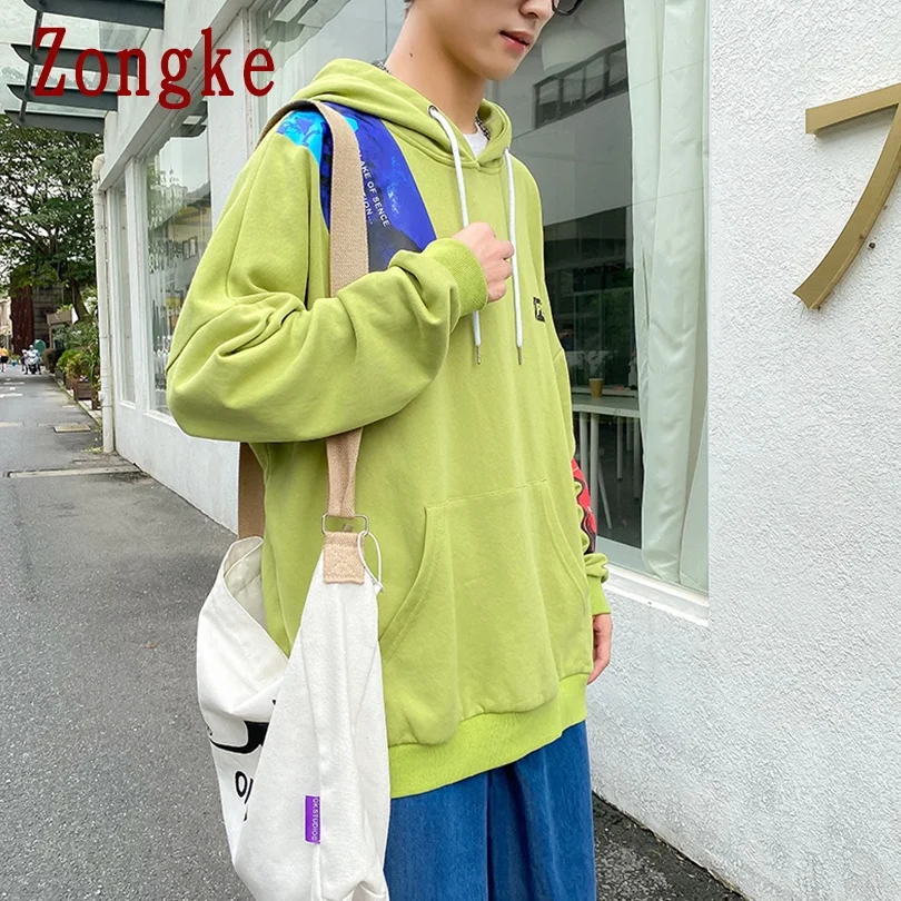 

Zongke Print Pullover Hoodie Men Clothing Harajuku Japanese Streetwear Men Sweetshirts Pullover Tops 3XL 2021 New Arrivals