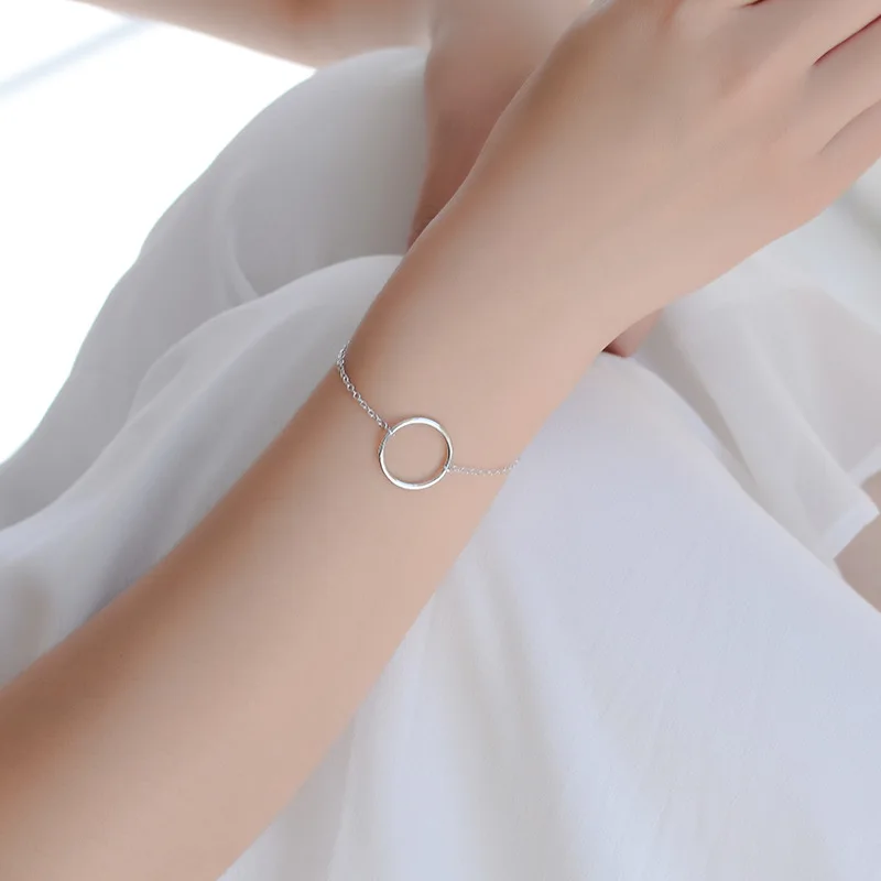 Модные элегантные браслеты шармы большого круга для женщин из стерлингового