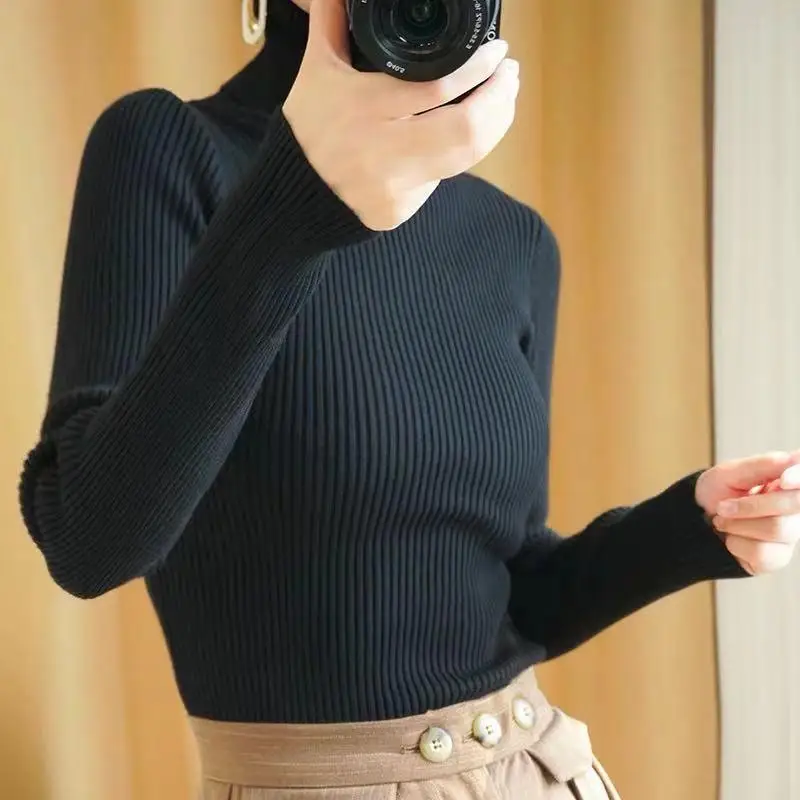 

Inside sweater high collar sweater female autumn and winter slim slim knit sweater warm long sleeves