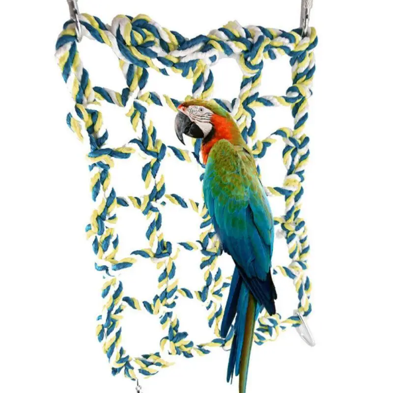 

Pet Birds Climbing Net for Parrot Swing Hanging Hammock Perch Toys Hamster Rope Cage Bird Toy Net