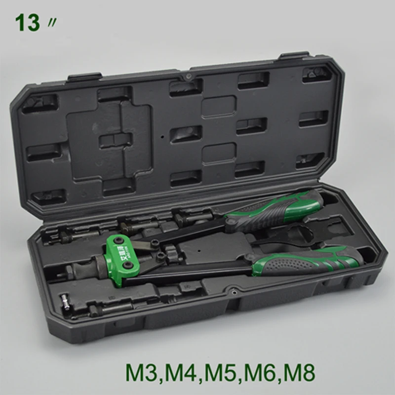 13 14" Manual Rivet Gun Automatic Nut Ram Grab Tool Pull Anchor M3 M4 M5 M6 M8 M10 With A Luxury Box Rivnut | Инструменты