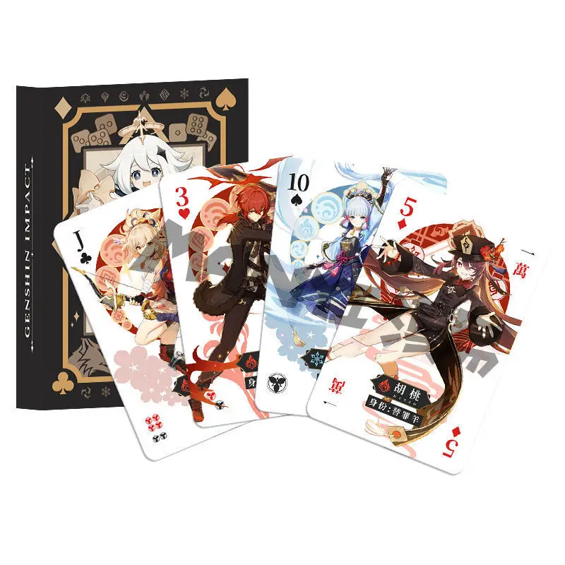 

Genshin Impact Zhongli Venti Kaedehara Kazuha Kaeya Cosplay Poker Desk Playing Cards Board Gaming Card Creative Gift with Box