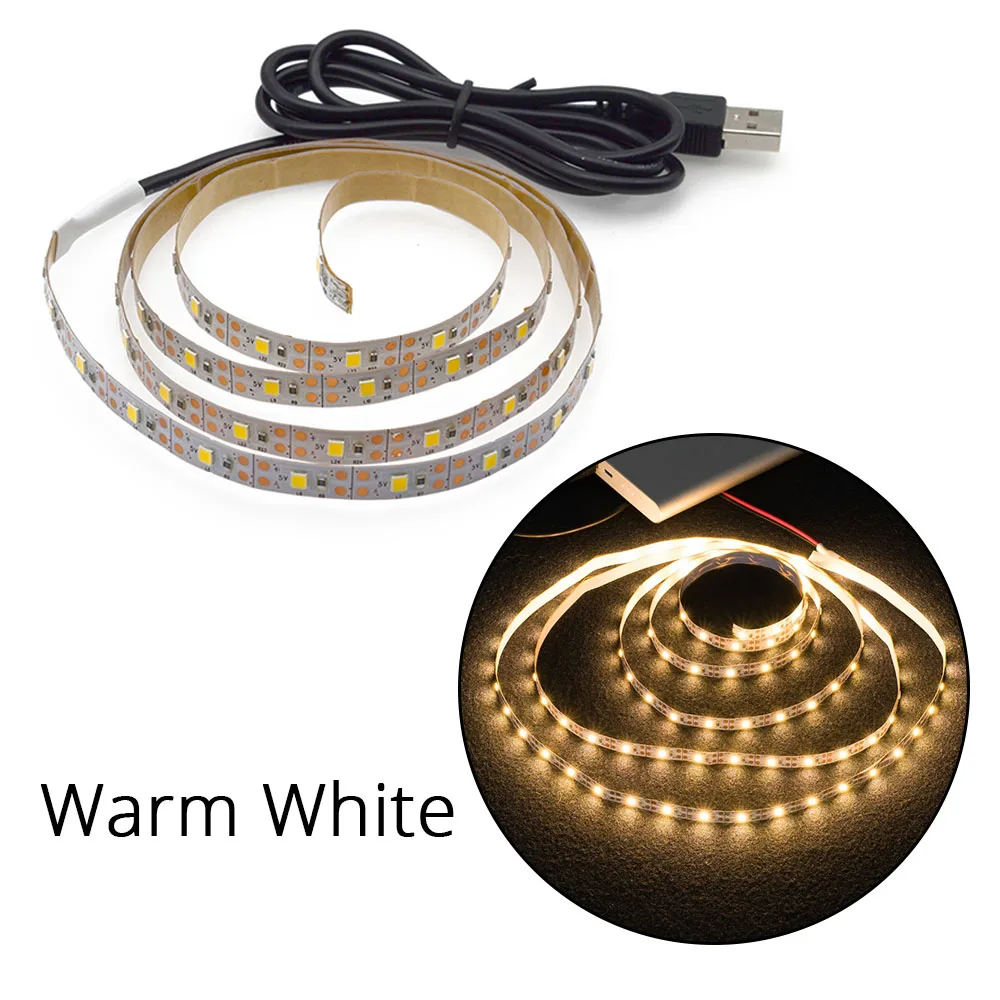 

USB LED Strip Lamp 2835 SMD DC5V Flexible LED Light Tape Ribbon 1M 2M 3M 4M 5M HDTV TV Desktop Screen Light warm Decorative LED