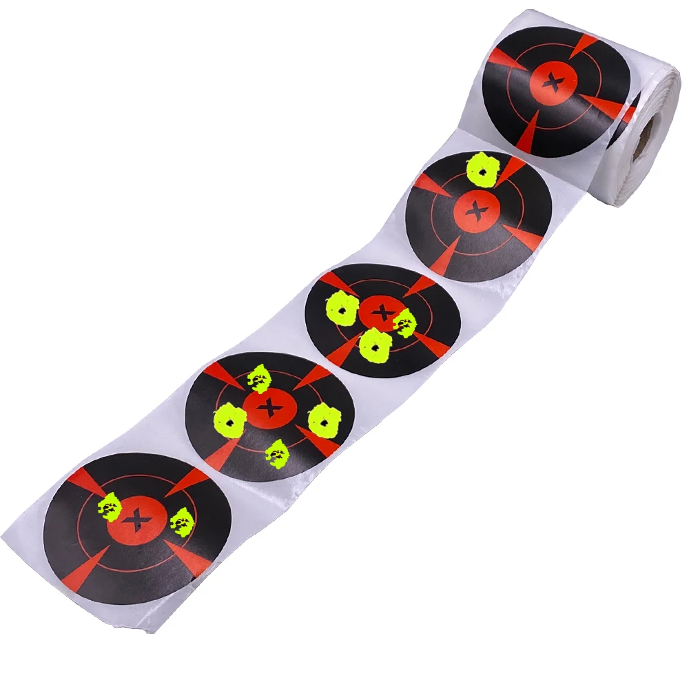 

4"/10cm 100Pcs per Roll Self-Adhesive Splatter Splash & Reactive(Colors Impact Black to Yellow) Shooting Sticker Targets