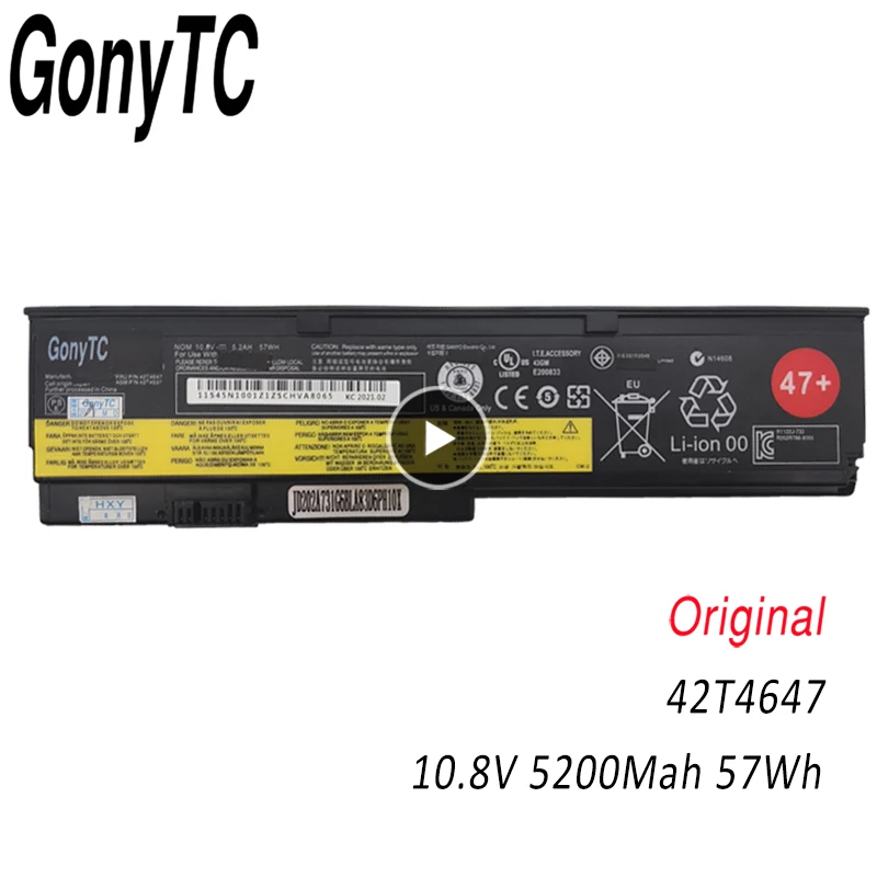 Оригинальный аккумулятор GONYTC 42T4647 57WH 42t4835 для ноутбука Lenovo ThinkPad X200 X200S X201 X201S X201I