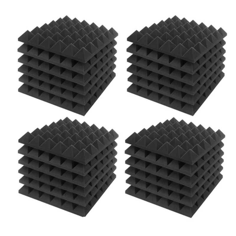 

New 24 Pcs Acoustic Foam Panel, Sound Insulation Treatment Studio Wall Liner Sound-Absorbing Fireproof Pyramid Wall Panel