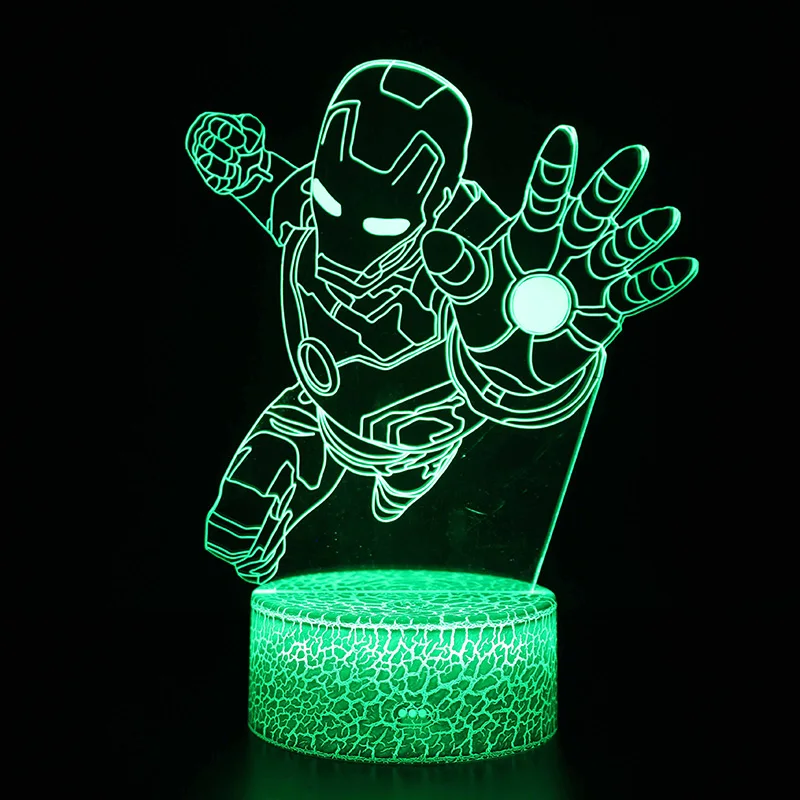 Новая акриловая 3D иллюзия Светодиодный лампа USB красочный ночной Светильник Marvel