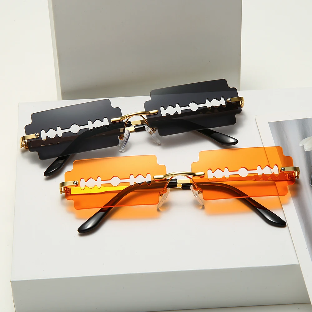 

Hollow Metal Sunglasses Women Rimless Glasses Small Frames Retro Sun glasses Luxury Brand Design Shades UV400 Eyewear