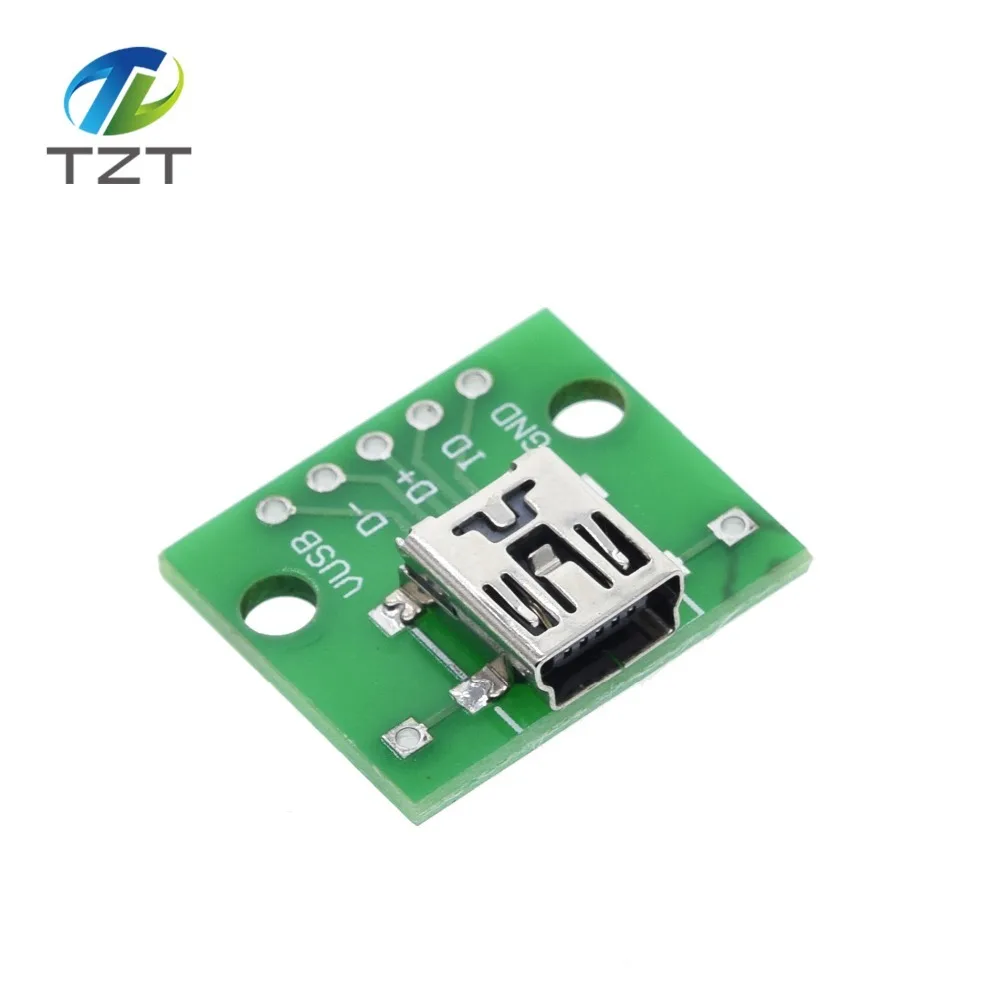 TZT MINI MICRO USB Для DIP адаптера/USB разъем 2,54 мм 5pin Женский Разъем b Тип USB2.0 Женский PCB конвертер USB-01